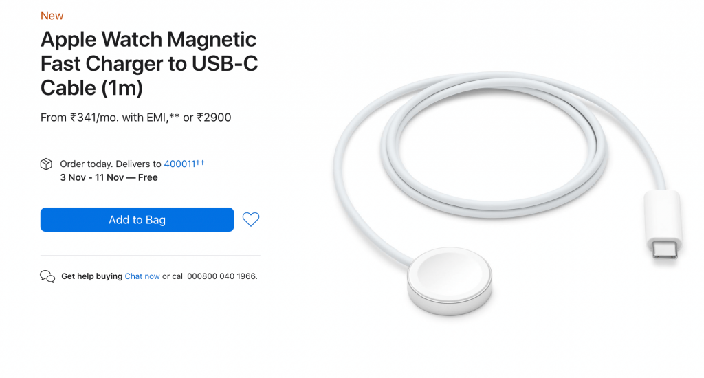 Fast Charging Cable Is Sold Separately in India