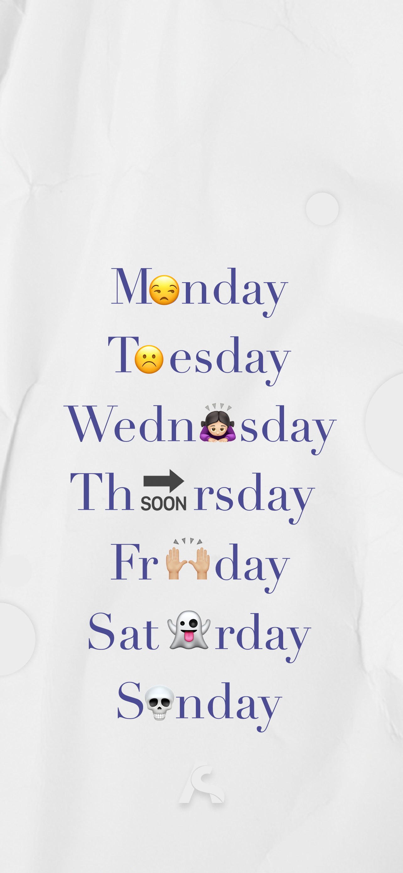 Days of the Week / Vibes of the Week iPhone Wallpaper